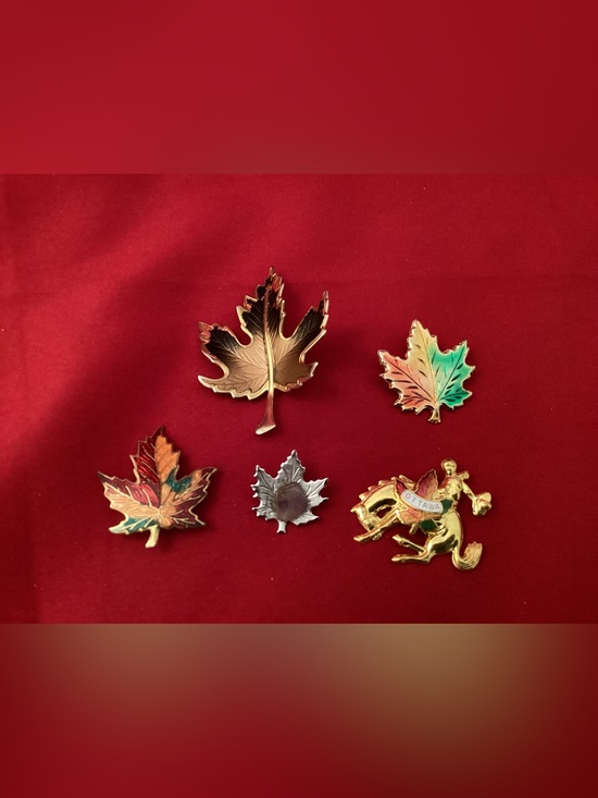 Source Unknown Jewelry - Canadian Maple Leaf Brooches Set